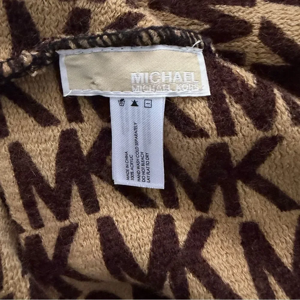 Michael Kors Camel Brown MK Logo Infinity Scarf  Monogram Knit Circle
